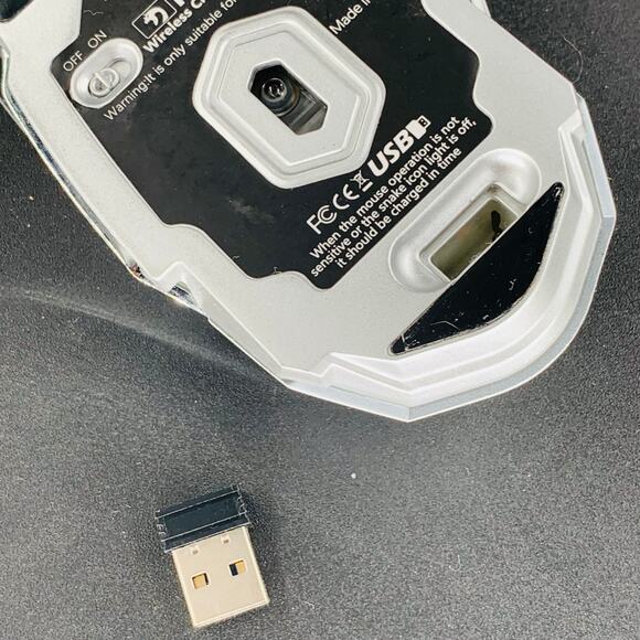 Mamba Wireless Mouse Gaming Computer White Silver Corded USB 5V DC Charging - Picture 6 of 8